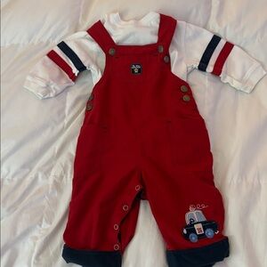 Carter's Festive Red and White Baby 2pc Overalls